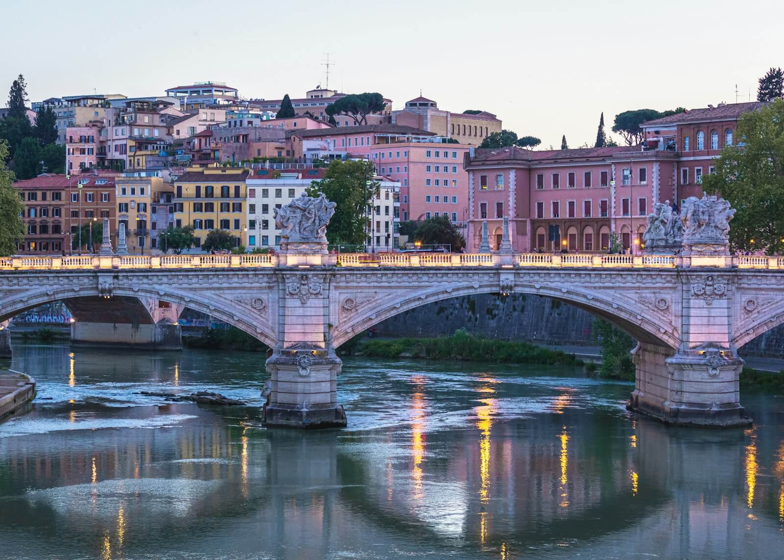 Italian street at sunset in Rome Italian street at sunset with historic buildings