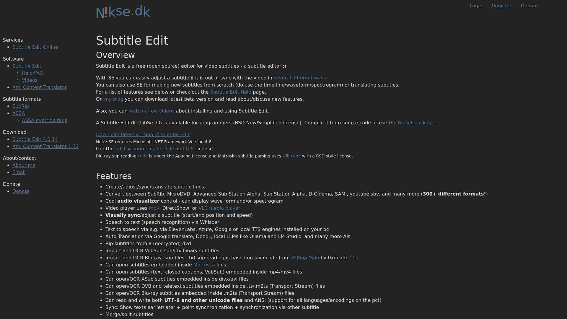 Subtitle Edit open-source subtitle editor