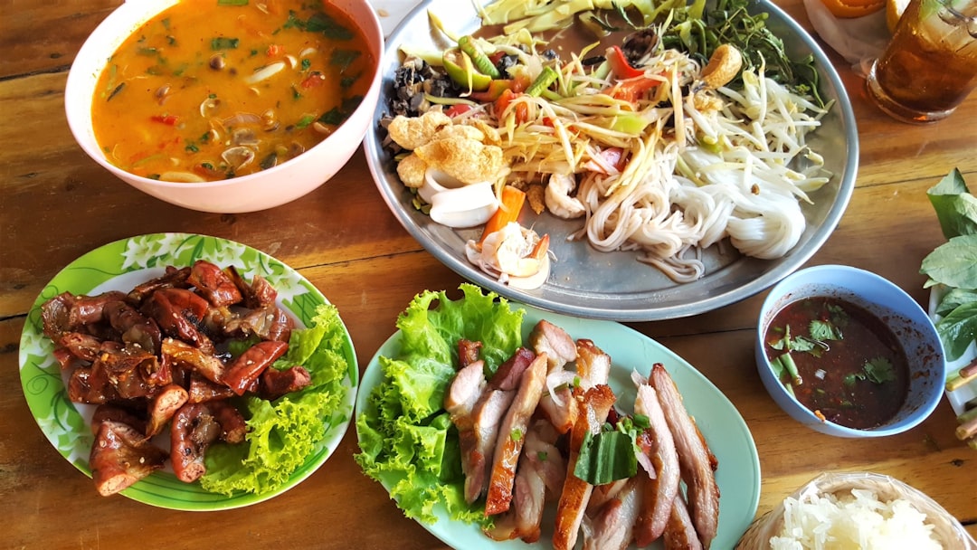 Traditional Thai food spread