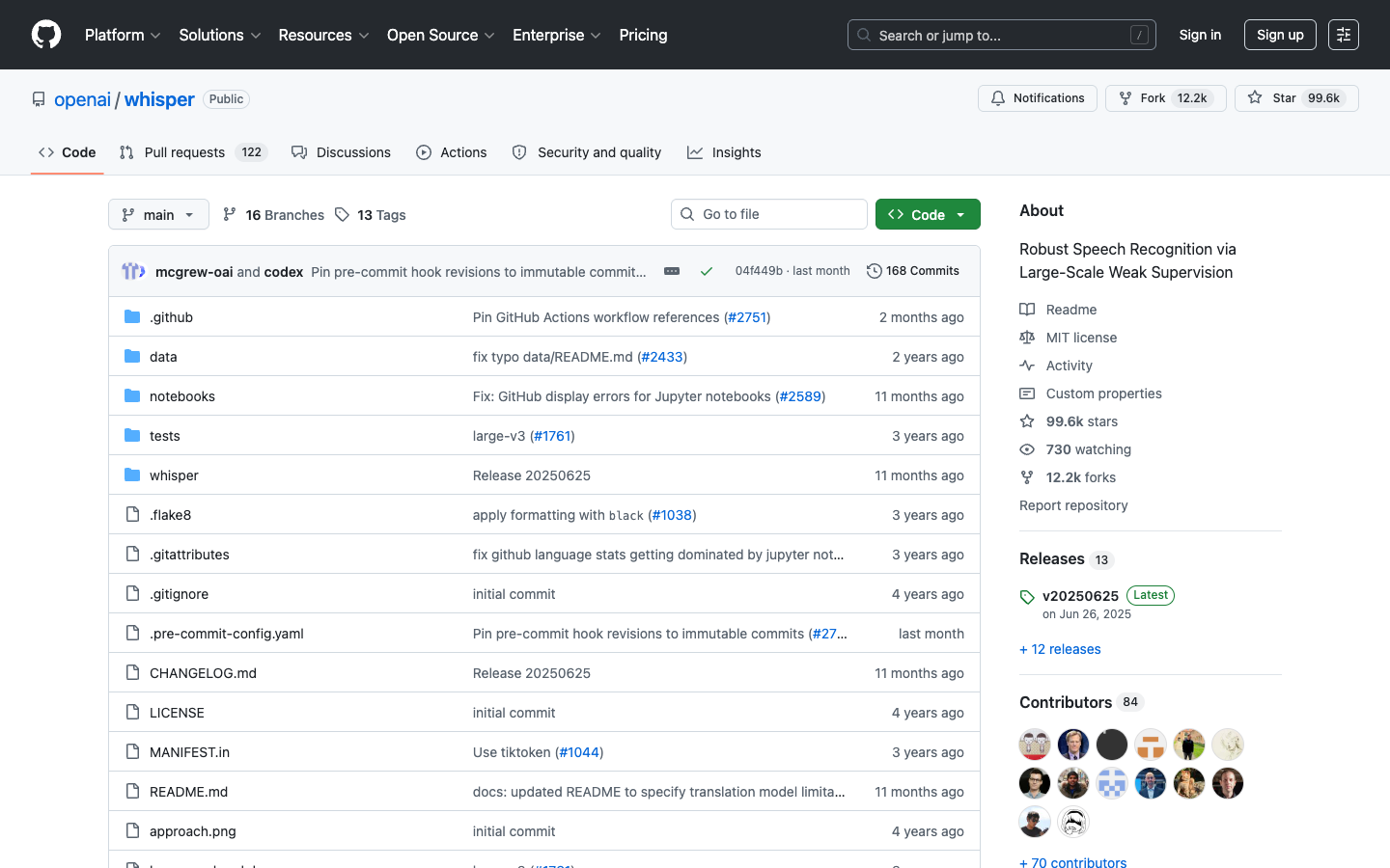 OpenAI Whisper on GitHub