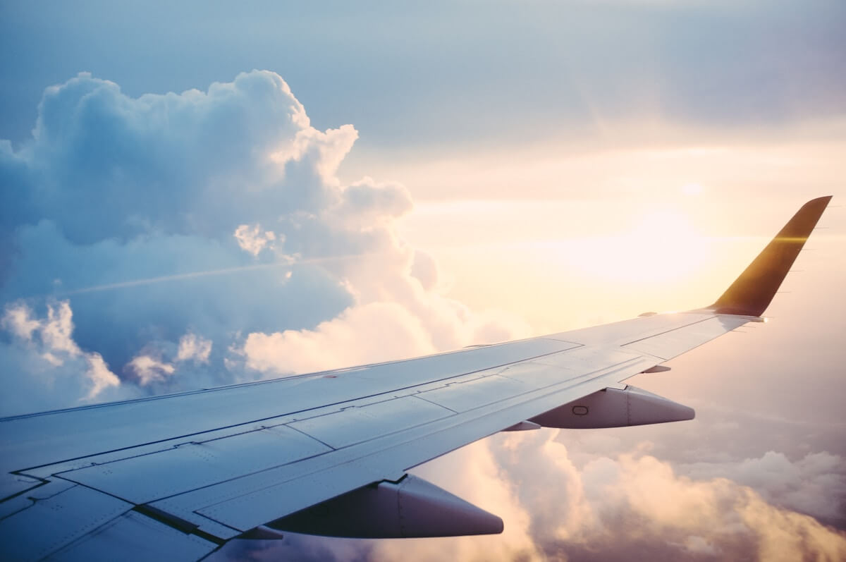 Airplane window view during travel