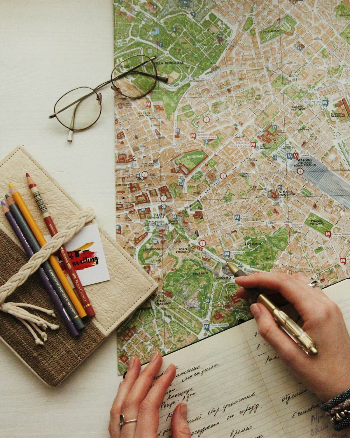Traveler checking map on the street