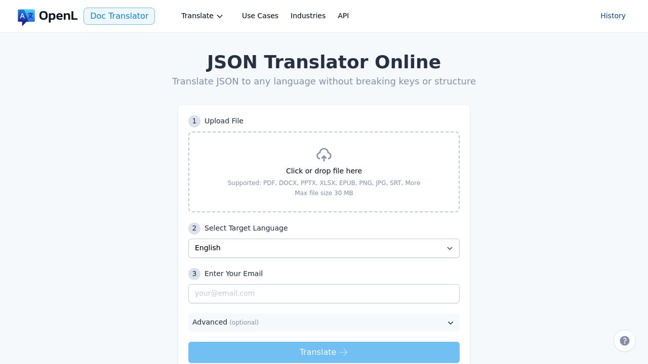 OpenL JSON Translator Interface